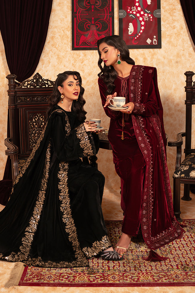 Fozia Khalid | Velvet Deck | Ebony by Fozia Khalid - Designer Dress - Type: Formal - Available at Libayah - 100% Original
