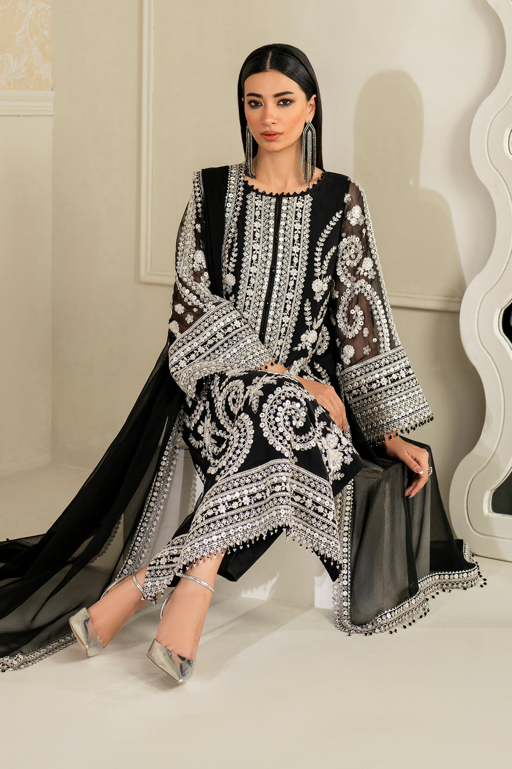 Baroque | Formals Collection | EMBROIDERED CHIFFON UF-4158 by Baroque - Designer Dress  - Type : Ladies Clothes - Available at Libayah - 100% Original 