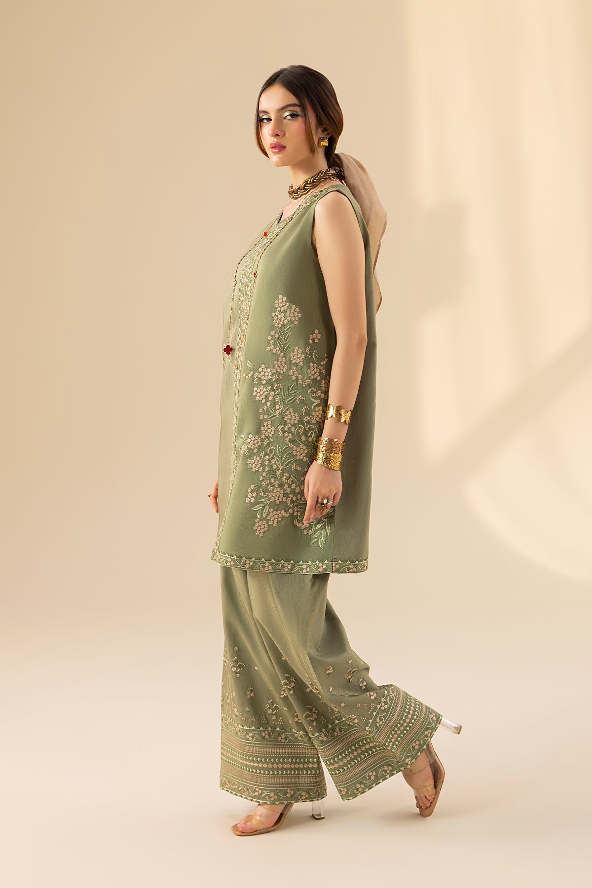 Erum Khan | Lillia Summer Edit | Olive Bloom by Erum Khan - Designer Dress - Type: Ladies Clothes - Available at Libayah - 100% Original