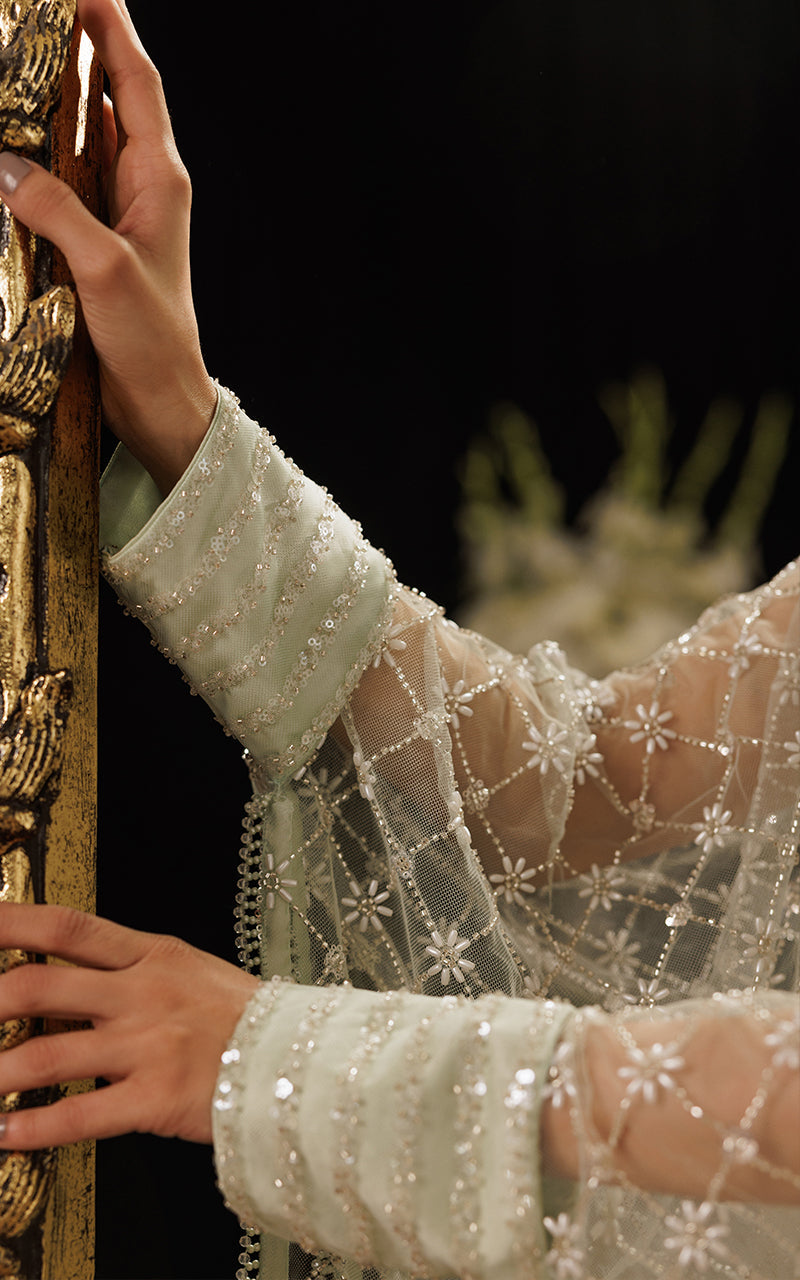 Threads and Motifs | Formal Dresses 25 | Net Embroidered Cape With Tube And Skirt by Threads and Motifs - Designer Dress  - Type : Ladies Clothes - Available at Libayah - 100% Original 