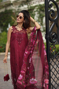 Noor by Saadia Asad | Eid Luxe Chikankari 26 | D3 -Bordeaux by Noor by Saadia Asad - Designer Dress  - Type : Ladies Clothes - Available at Libayah - 100% Original 