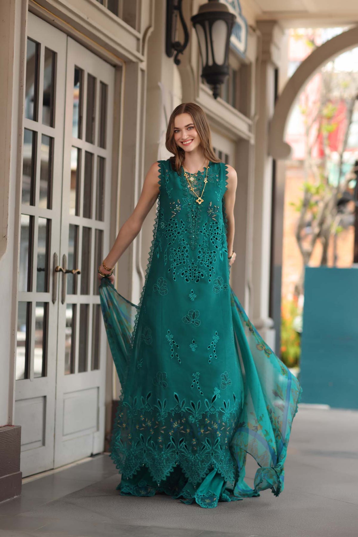 Noor by Saadia Asad | Eid Luxe Chikankari 26 | D1 - Malachite Green by Noor by Saadia Asad - Designer Dress  - Type : Ladies Clothes - Available at Libayah - 100% Original 