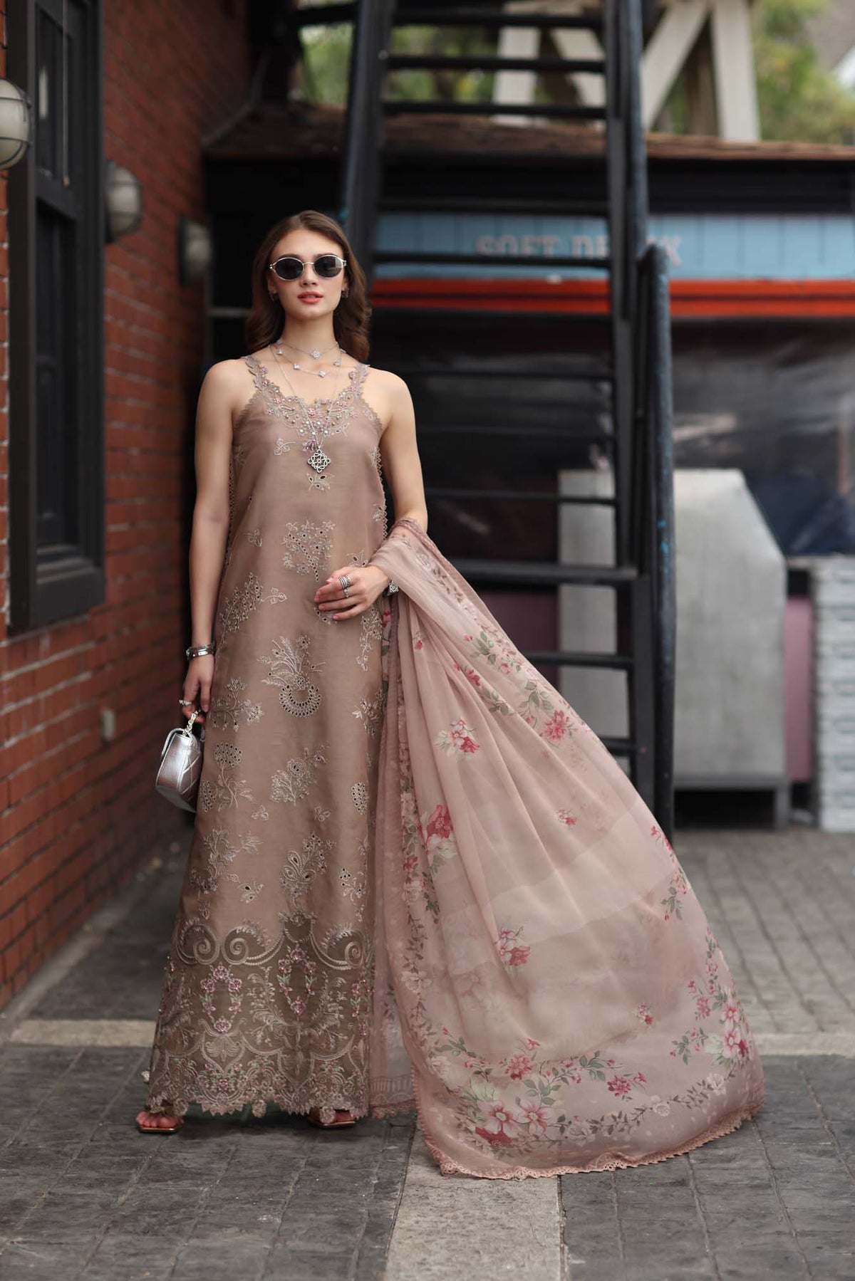 Noor by Saadia Asad | Eid Luxe Chikankari 26 | D12 - Etoupe love by Noor by Saadia Asad - Designer Dress  - Type : Ladies Clothes - Available at Libayah - 100% Original 