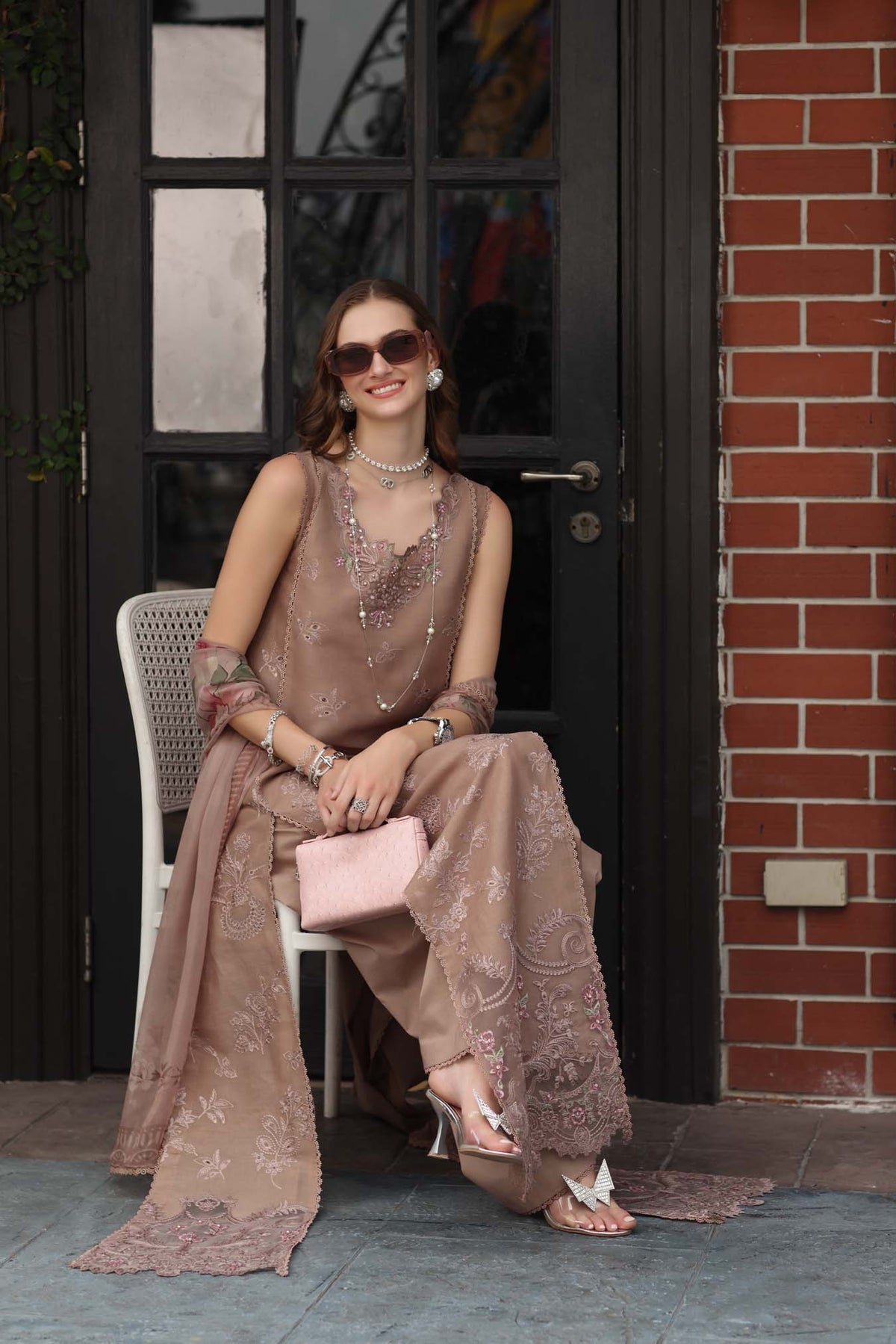 Noor by Saadia Asad | Eid Luxe Chikankari 26 | D12 - Etoupe love by Noor by Saadia Asad - Designer Dress  - Type : Ladies Clothes - Available at Libayah - 100% Original 