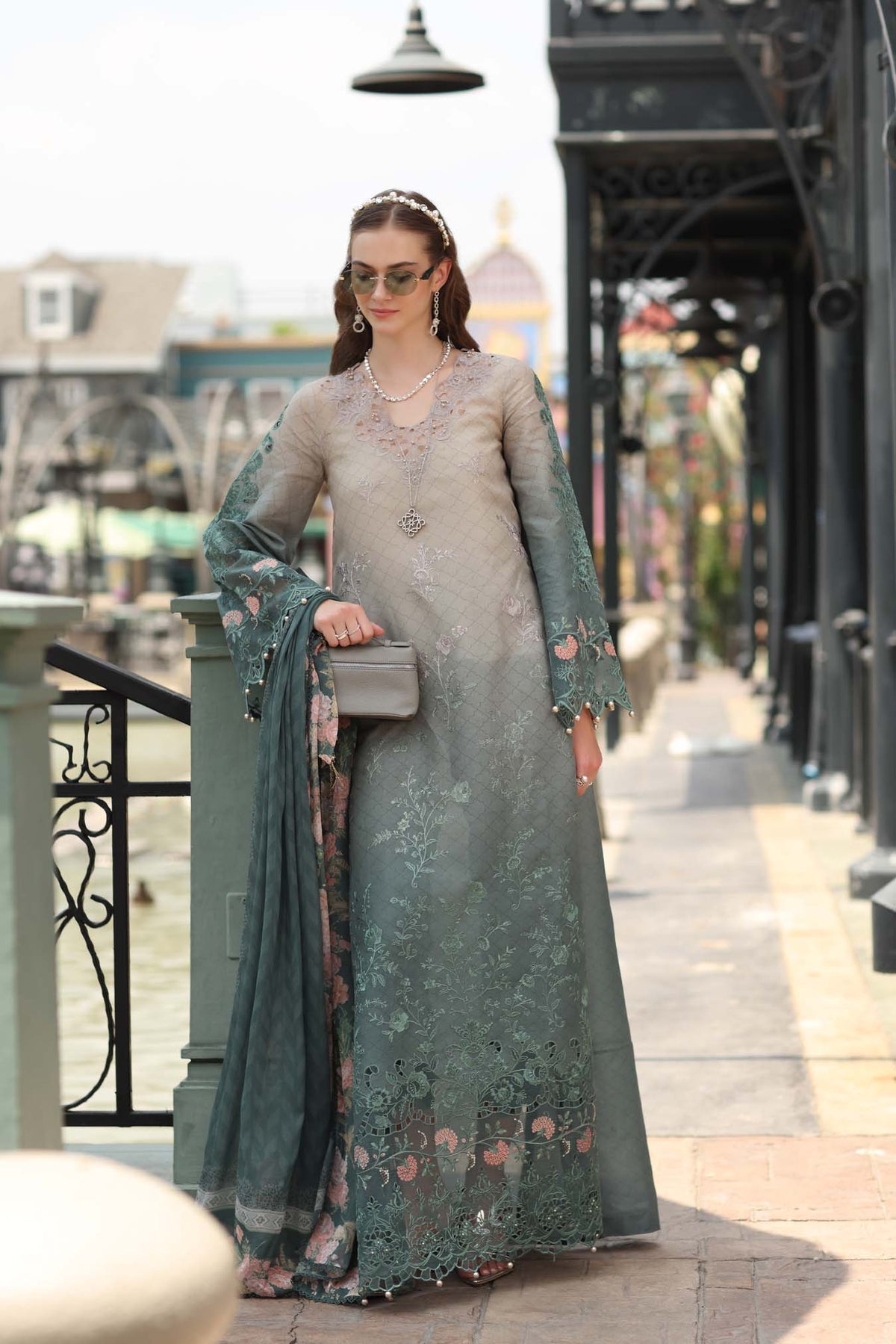 Noor by Saadia Asad | Eid Luxe Chikankari 26 | D4 - Smoke Zinc by Noor by Saadia Asad - Designer Dress  - Type : Ladies Clothes - Available at Libayah - 100% Original 