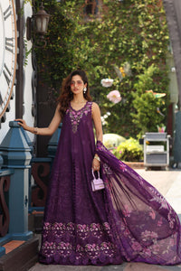 Noor by Saadia Asad | Eid Luxe Chikankari 26 | D7 - Aubergine Bloom by Noor by Saadia Asad - Designer Dress  - Type : Ladies Clothes - Available at Libayah - 100% Original 