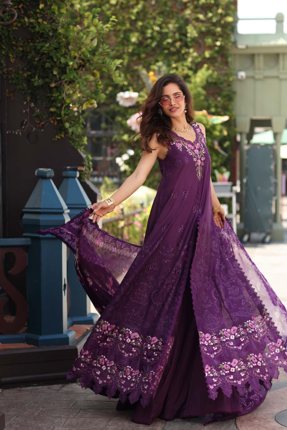 Noor by Saadia Asad | Eid Luxe Chikankari 26 | D7 - Aubergine Bloom by Noor by Saadia Asad - Designer Dress  - Type : Ladies Clothes - Available at Libayah - 100% Original 