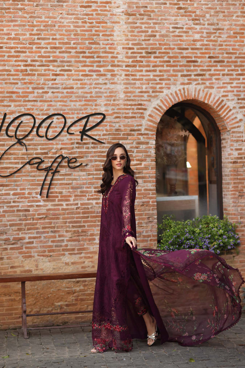 Noor by Saadia Asad | Luxury Eid Schiffli Laserkari 26 | D10 -Plum Royal by Noor by Saadia Asad - Designer Dress  - Type : Ladies Clothes - Available at Libayah - 100% Original 