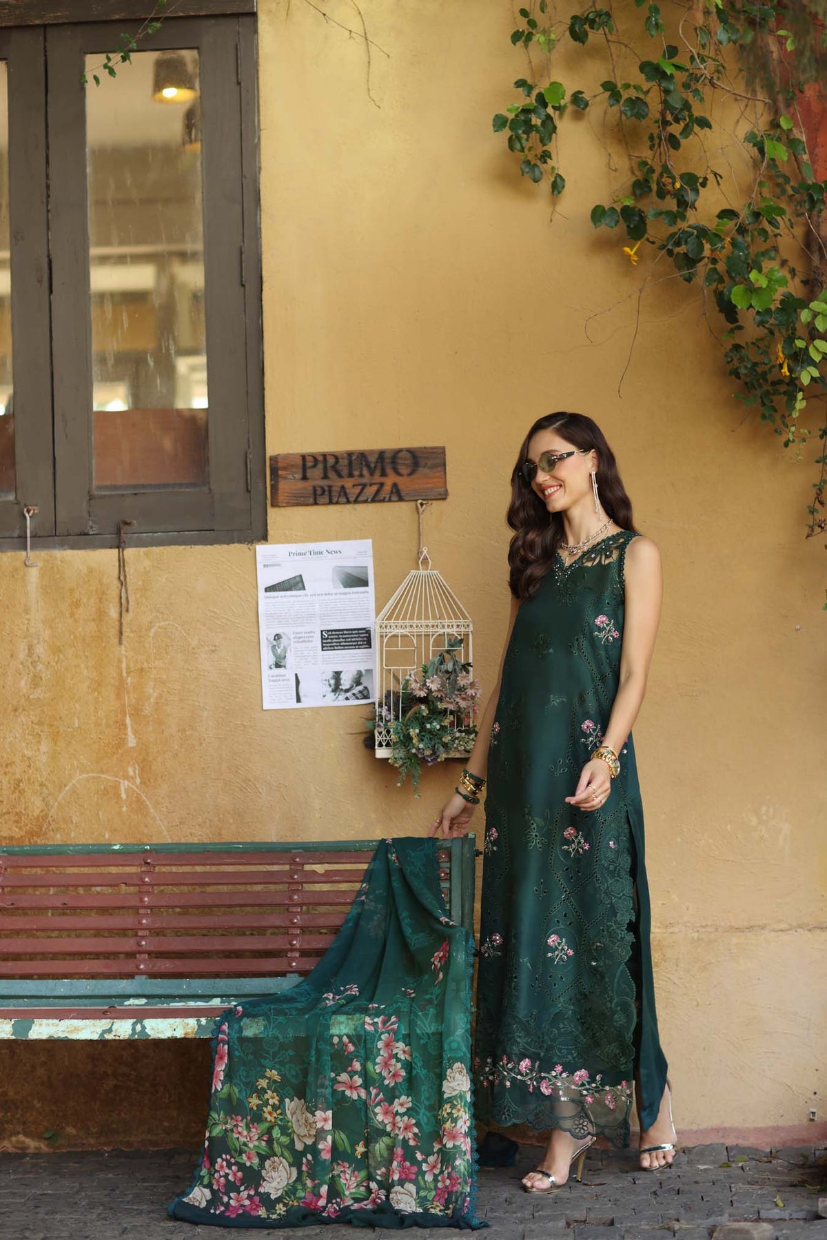 Noor by Saadia Asad | Luxury Eid Schiffli Laserkari 26 | D11 - Emerald Jewel by Noor by Saadia Asad - Designer Dress  - Type : Ladies Clothes - Available at Libayah - 100% Original 