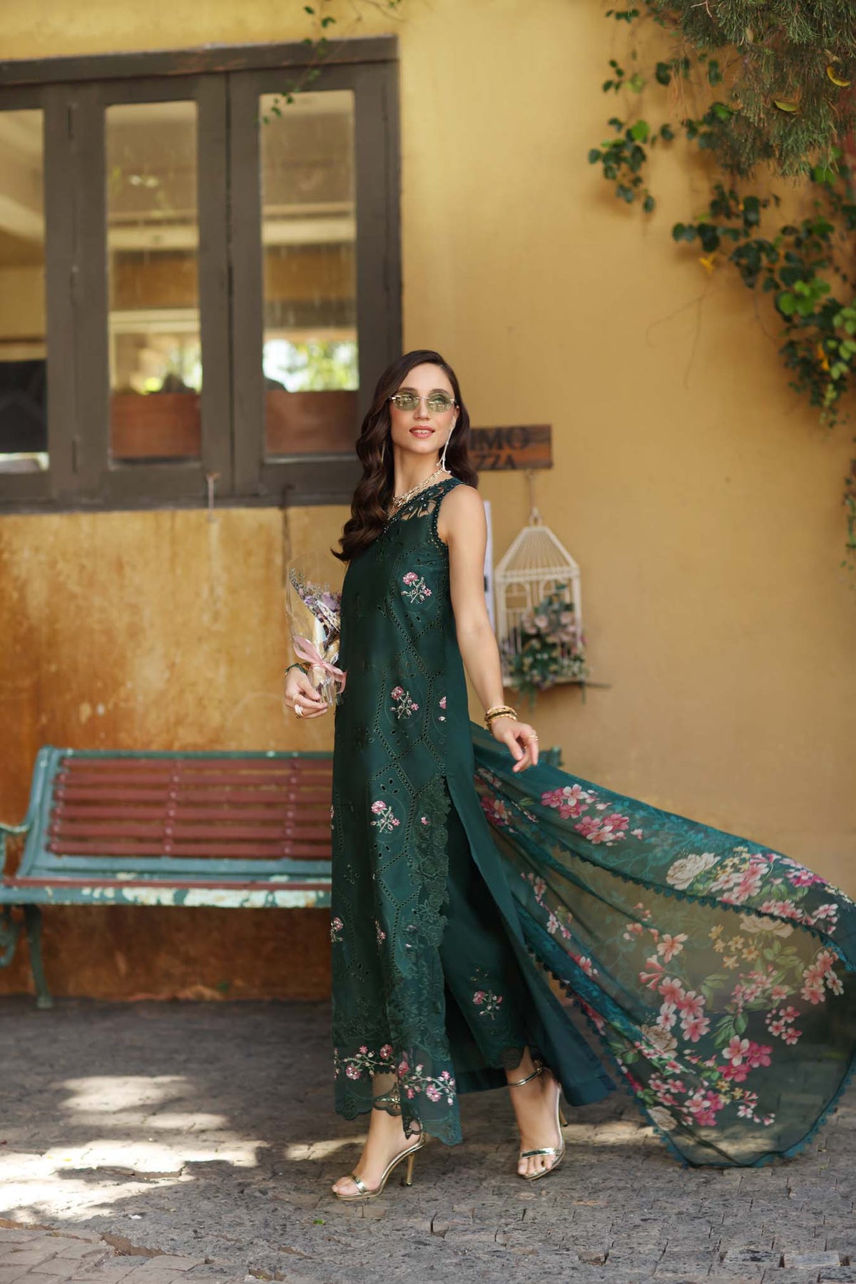 Noor by Saadia Asad | Luxury Eid Schiffli Laserkari 26 | D11 - Emerald Jewel by Noor by Saadia Asad - Designer Dress  - Type : Ladies Clothes - Available at Libayah - 100% Original 