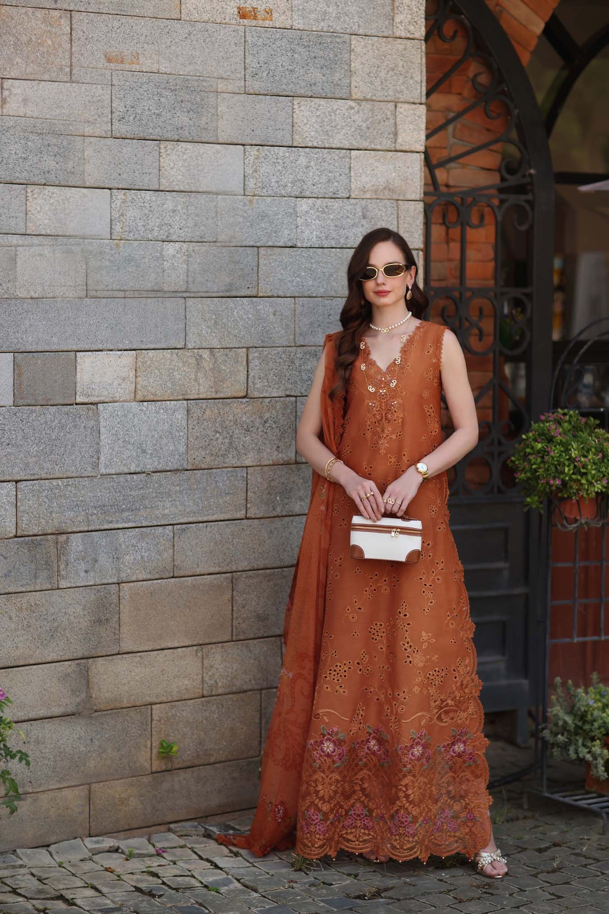 Noor by Saadia Asad | Luxury Eid Schiffli Laserkari 26 | D6 -Amber Rustique by Noor by Saadia Asad - Designer Dress  - Type : Ladies Clothes - Available at Libayah - 100% Original 