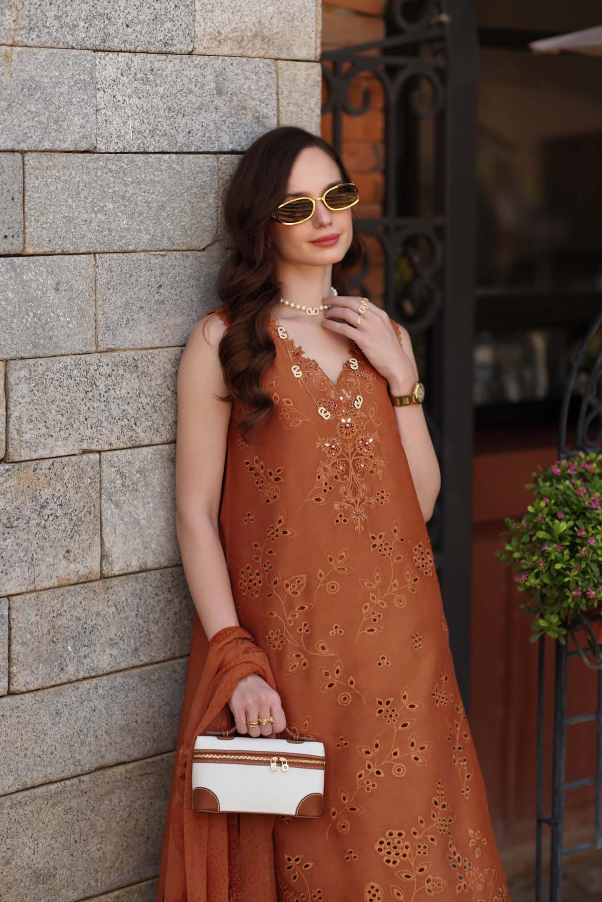 Noor by Saadia Asad | Luxury Eid Schiffli Laserkari 26 | D6 -Amber Rustique by Noor by Saadia Asad - Designer Dress  - Type : Ladies Clothes - Available at Libayah - 100% Original 