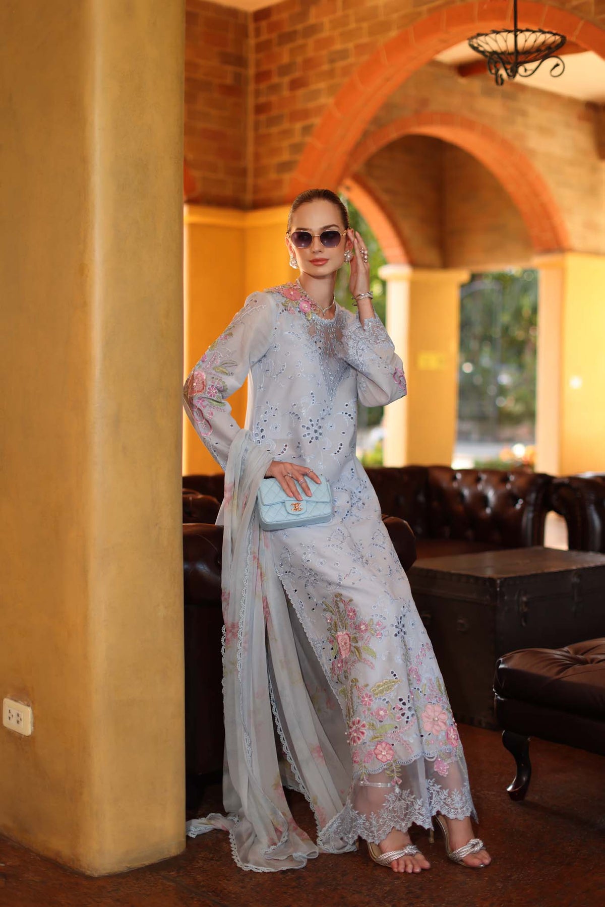 Saadia Asad | Luxuru Eid Schiffli Laserkari 26 | D10 - B - Roselle by Saadia Asad - Designer Dress  - Type : Ladies Clothes - Available at Libayah - 100% Original 