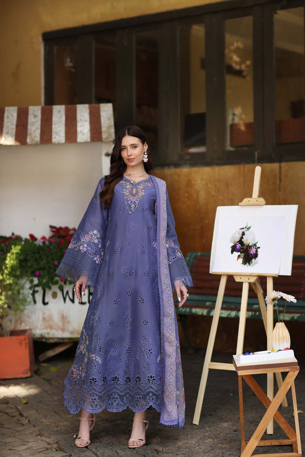 Noor by Saadia Asad | Luxury Eid Schiffli Laserkari 26 | D9 -Tropical indigo by Noor by Saadia Asad - Designer Dress  - Type : Ladies Clothes - Available at Libayah - 100% Original 