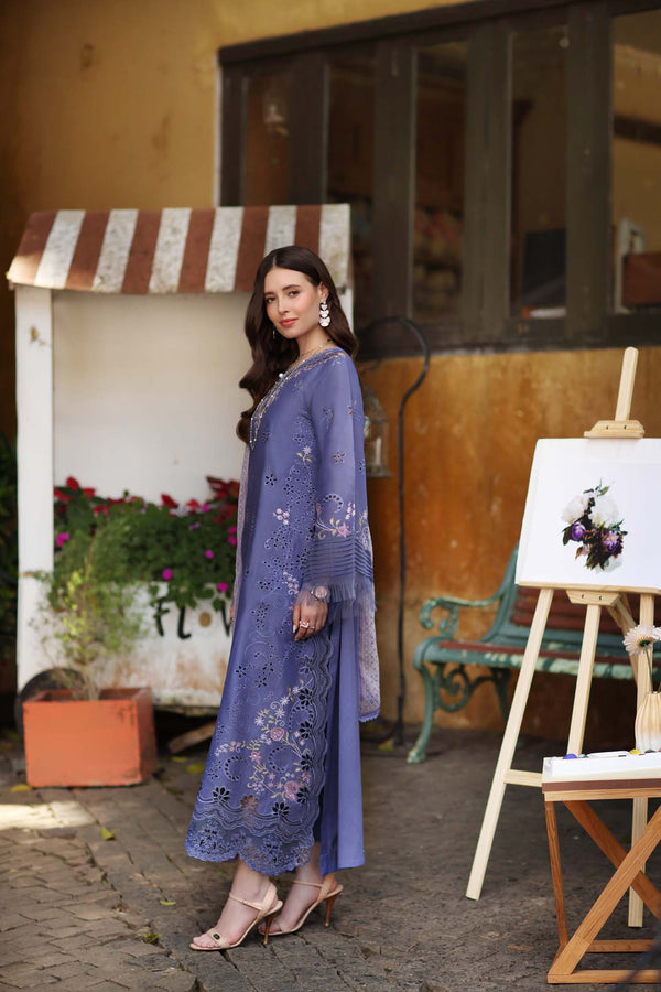 Noor by Saadia Asad | Luxury Eid Schiffli Laserkari 26 | D9 -Tropical indigo by Noor by Saadia Asad - Designer Dress  - Type : Ladies Clothes - Available at Libayah - 100% Original 