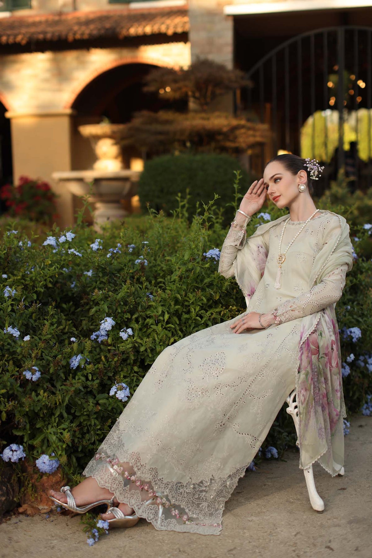 Saadia Asad | Luxury Eid Schiffli Laserkari 26 | D2 - B - Aloura by Saadia Asad - Designer Dress  - Type : Ladies Clothes - Available at Libayah - 100% Original 