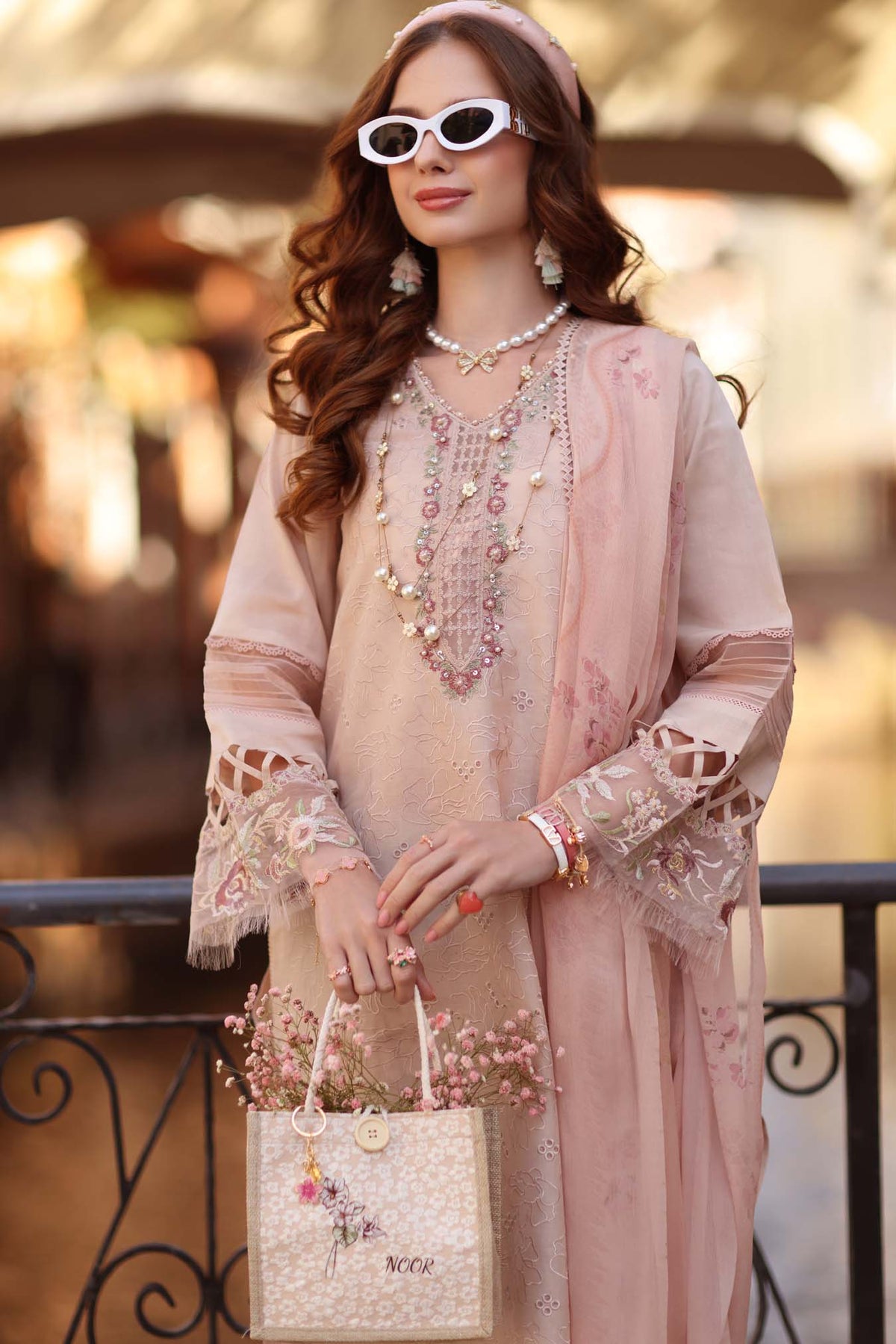 Noor by Saadia Asad | Eid Luxe Printkhaas 26 | D6 - B - Ballet Pink - Designer Dress - Type : Ladies Clothes - Available at Libayah - 100% Original