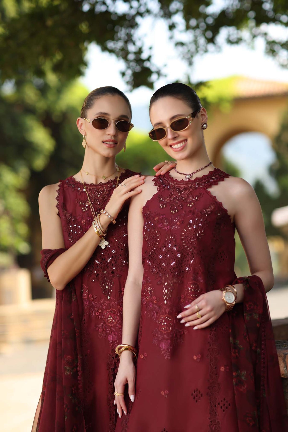 Noor by Saadia Asad | Luxury Eid Schiffli Laserkari 26 | D12 -Amalfi Rouge by Noor by Saadia Asad - Designer Dress  - Type : Ladies Clothes - Available at Libayah - 100% Original 