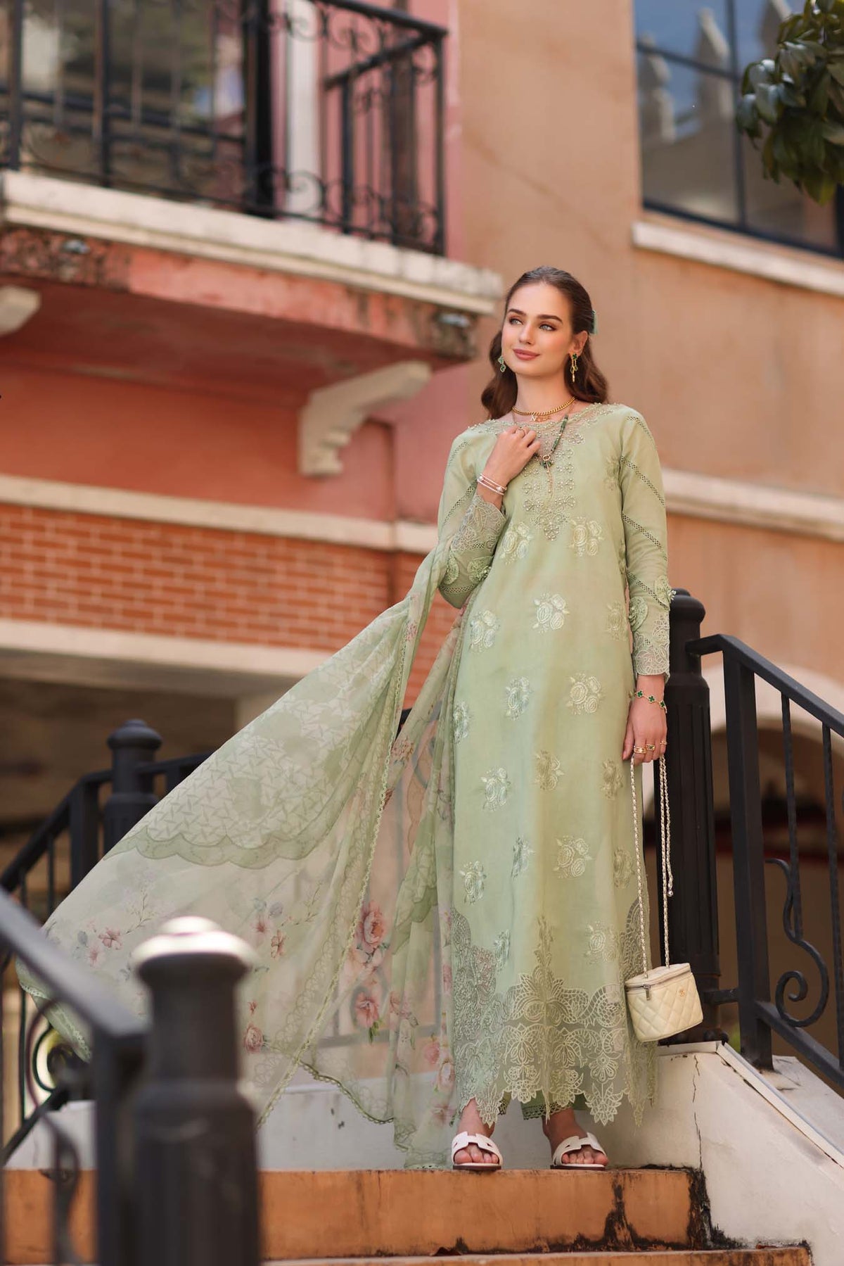 Noor by Saadia Asad | Eid Luxe Printkhaas 26 | D2 - A - Opal Mint - Designer Dress - Type : Ladies Clothes - Available at Libayah - 100% Original