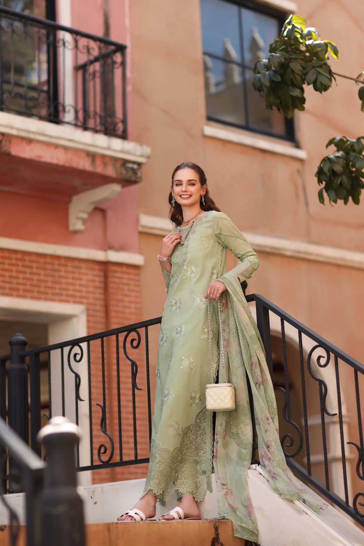 Noor by Saadia Asad | Eid Luxe Printkhaas 26 | D2 - A - Opal Mint - Designer Dress - Type : Ladies Clothes - Available at Libayah - 100% Original