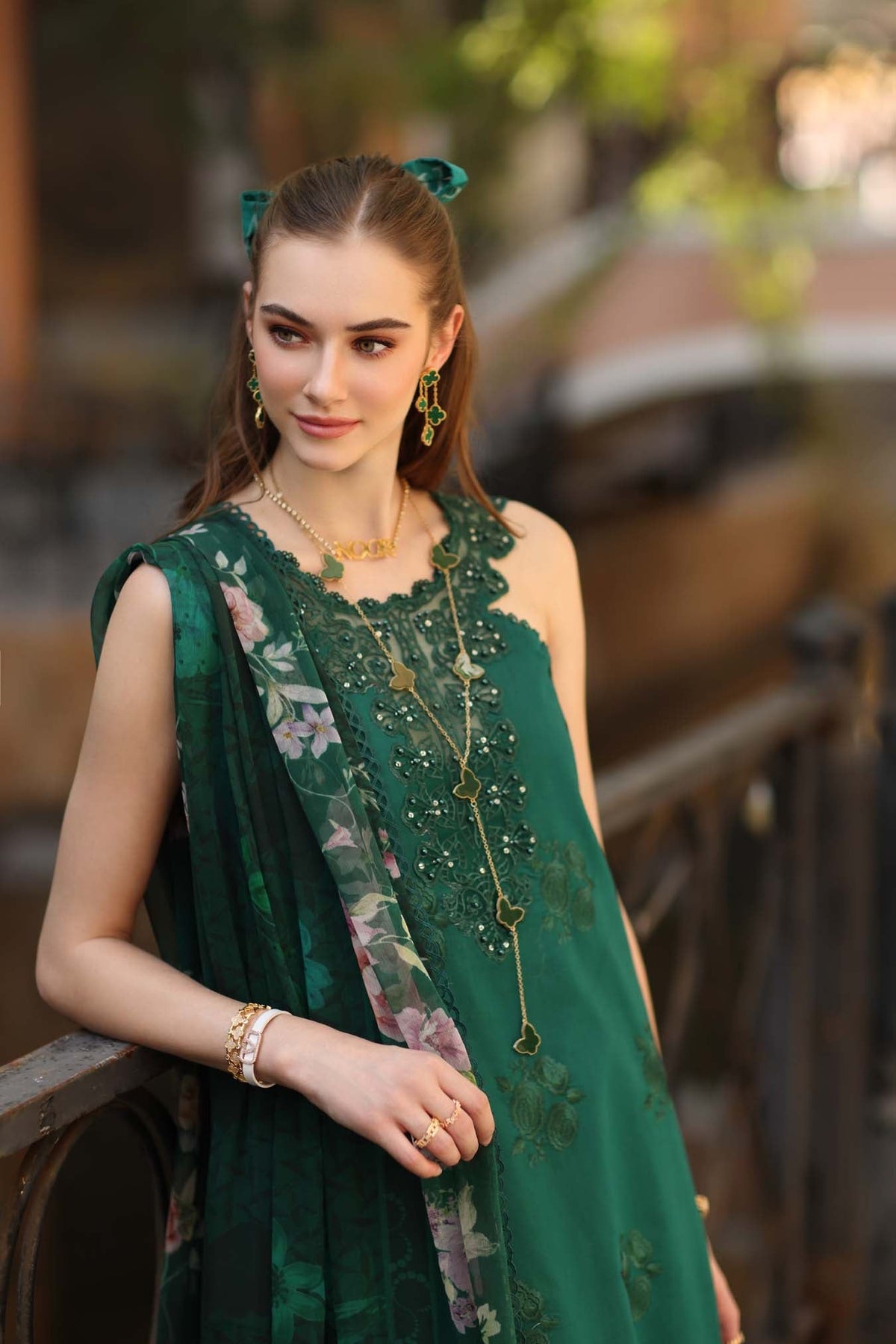Noor by Saadia Asad | Eid Luxe Printkhaas 26 | D2 - B - Sage Green - Designer Dress - Type : Ladies Clothes - Available at Libayah - 100% Original