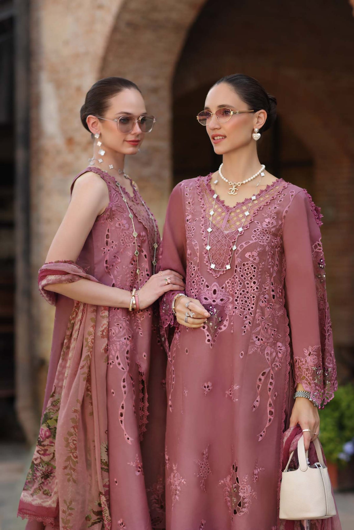 Noor by Saadia Asad | Luxury Eid Schiffli Laserkari 26 | D1 -Rose Allure by Noor by Saadia Asad - Designer Dress  - Type : Ladies Clothes - Available at Libayah - 100% Original 