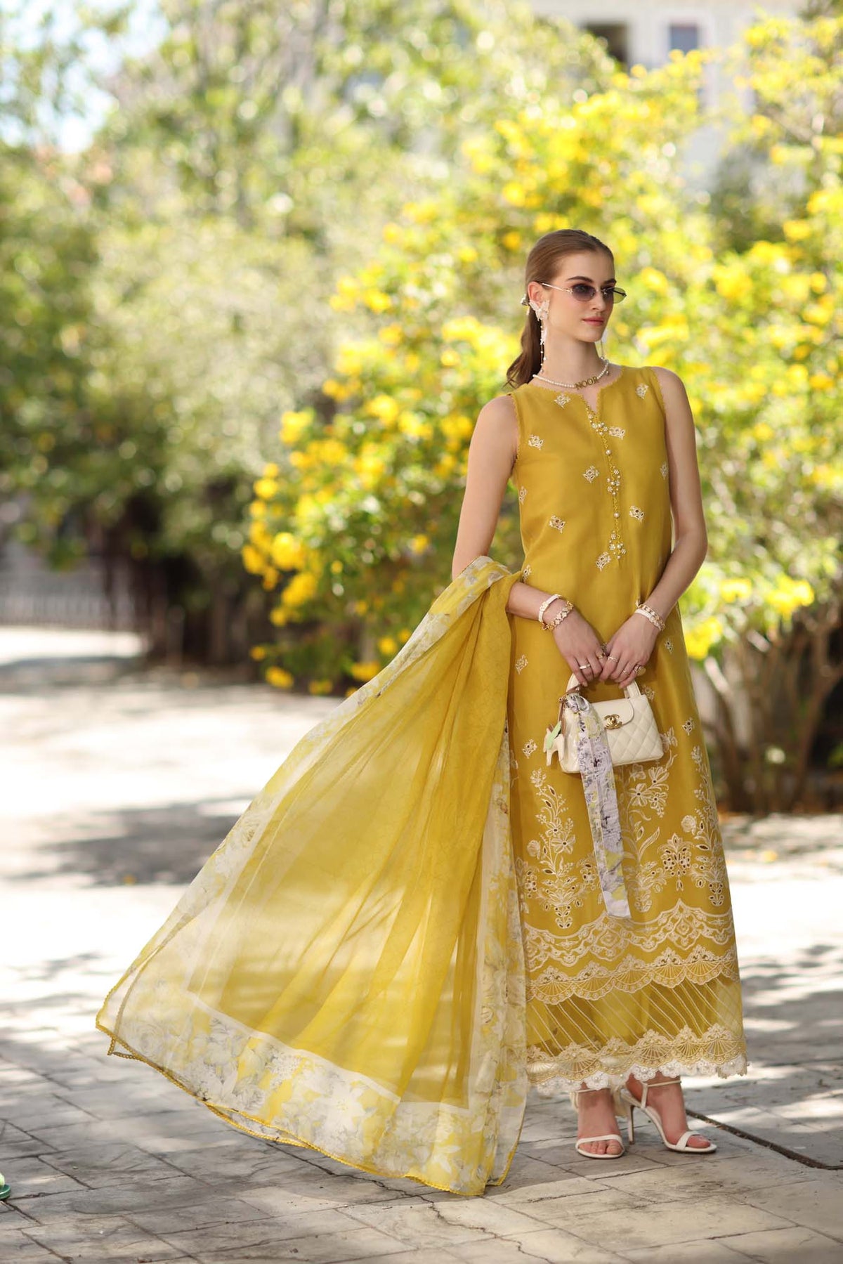 Noor by Saadia Asad | Eid Luxe Printkhaas 26 | D1 - B - Mango Yellow - Designer Dress - Type : Ladies Clothes - Available at Libayah - 100% Original