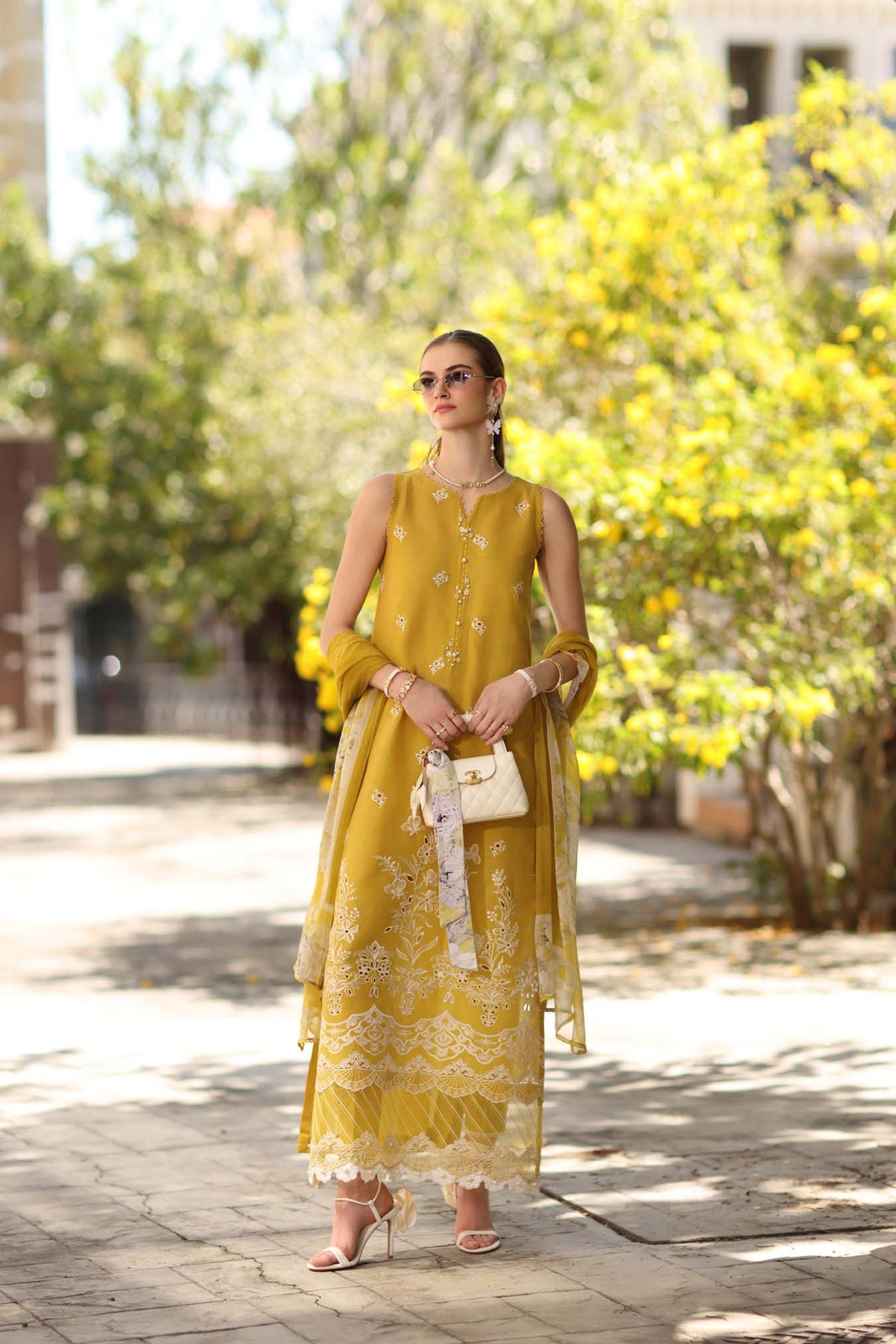 Noor by Saadia Asad | Eid Luxe Printkhaas 26 | D1 - B - Mango Yellow - Designer Dress - Type : Ladies Clothes - Available at Libayah - 100% Original