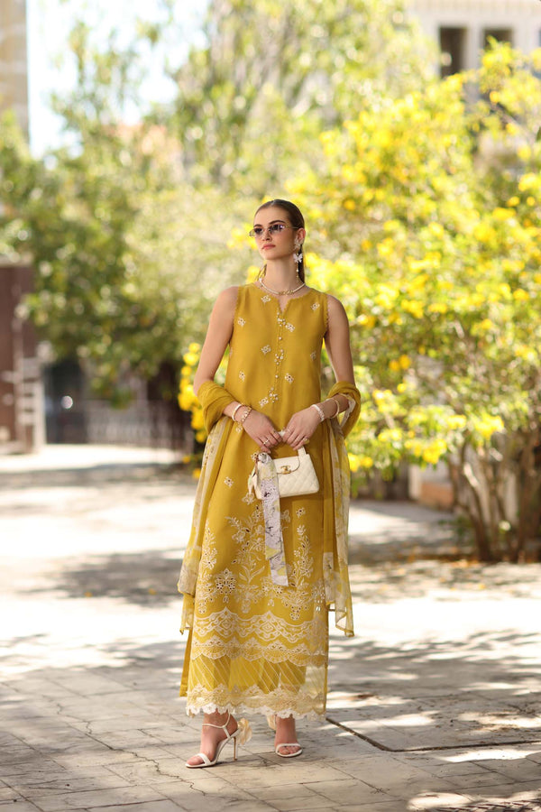 Noor by Saadia Asad | Eid Luxe Printkhaas 26 | D1 - B - Mango Yellow - Designer Dress - Type : Ladies Clothes - Available at Libayah - 100% Original