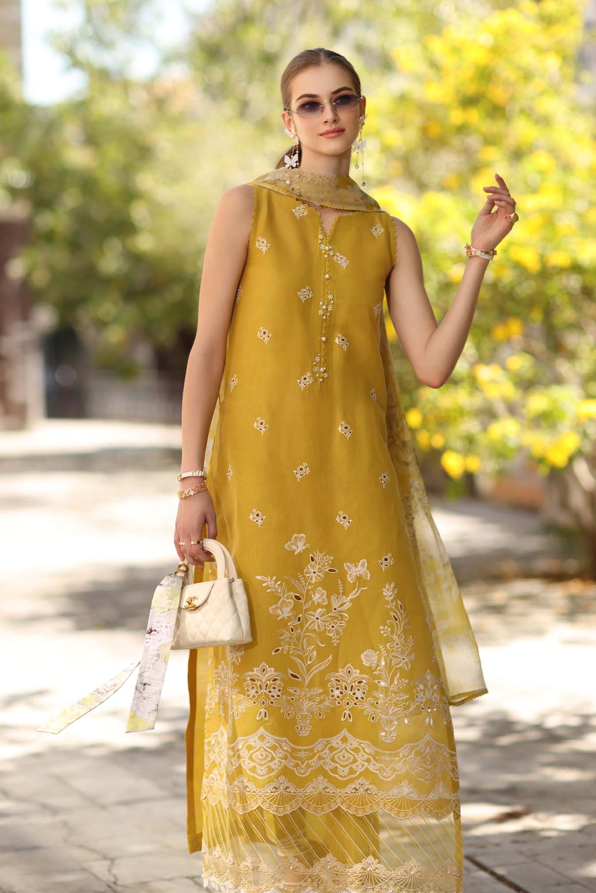 Noor by Saadia Asad | Eid Luxe Printkhaas 26 | D1 - B - Mango Yellow - Designer Dress - Type : Ladies Clothes - Available at Libayah - 100% Original