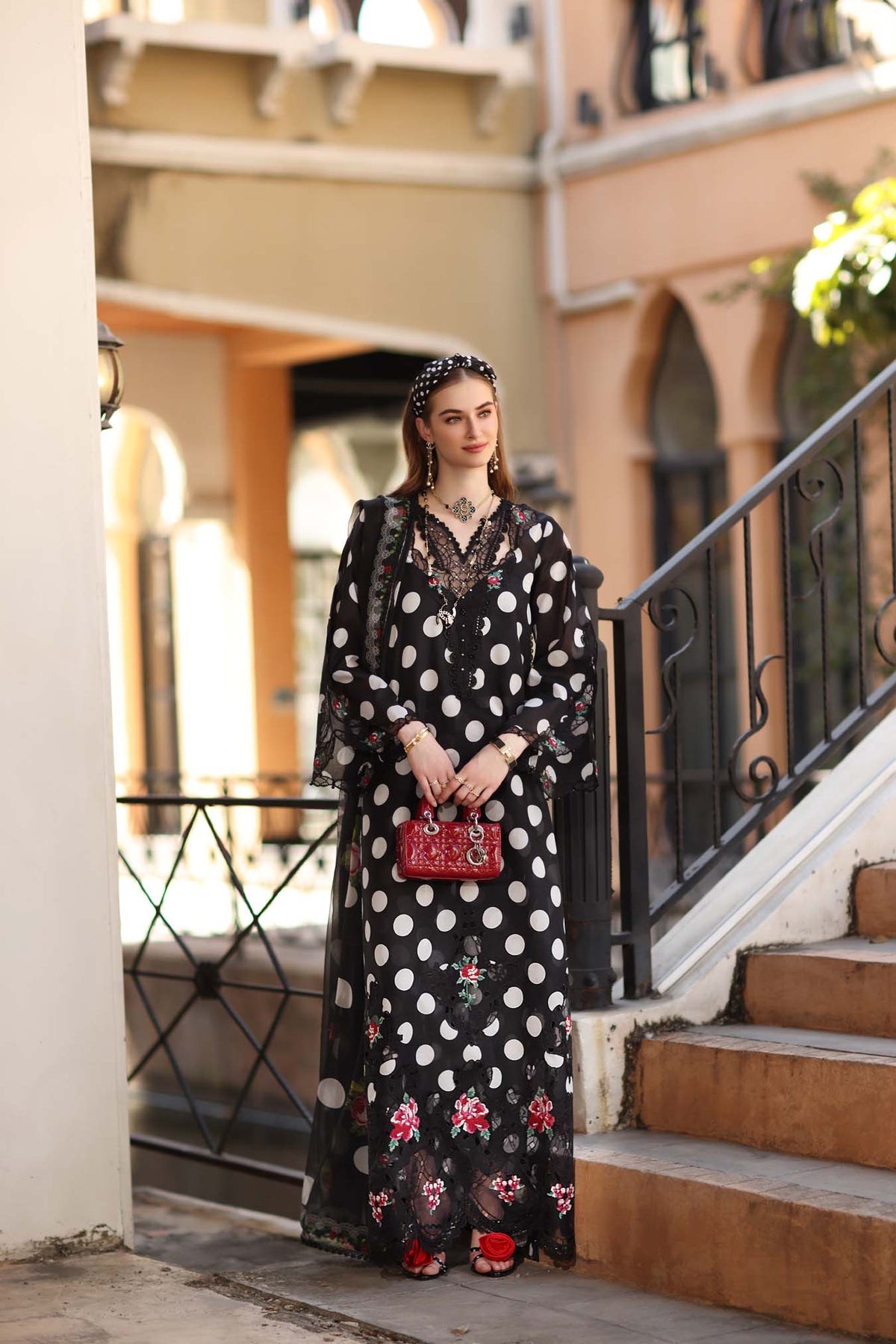 Noor by Saadia Asad | Eid Luxe Printkhaas 26 | D4 - A - Black Polka - Designer Dress - Type : Ladies Clothes - Available at Libayah - 100% Original