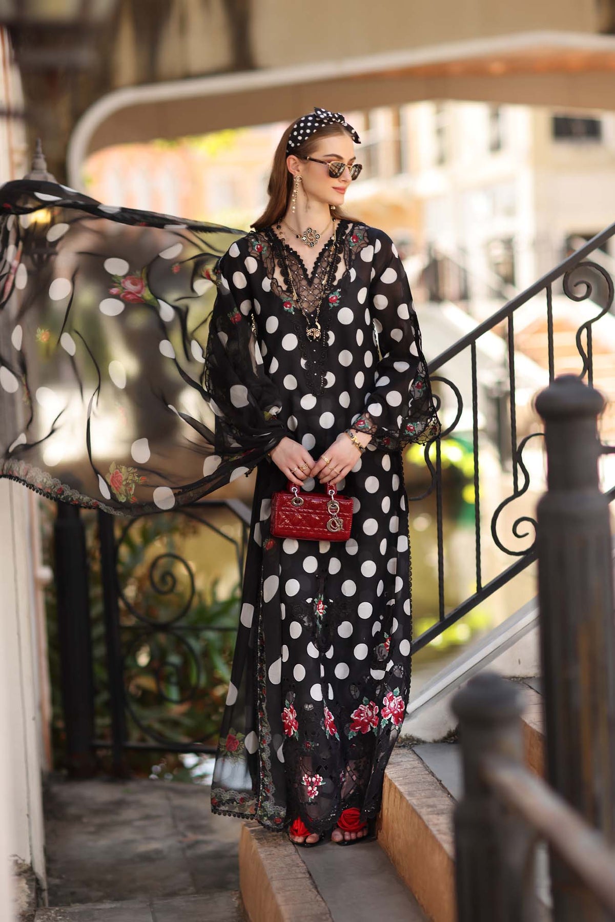 Noor by Saadia Asad | Eid Luxe Printkhaas 26 | D4 - A - Black Polka - Designer Dress - Type : Ladies Clothes - Available at Libayah - 100% Original