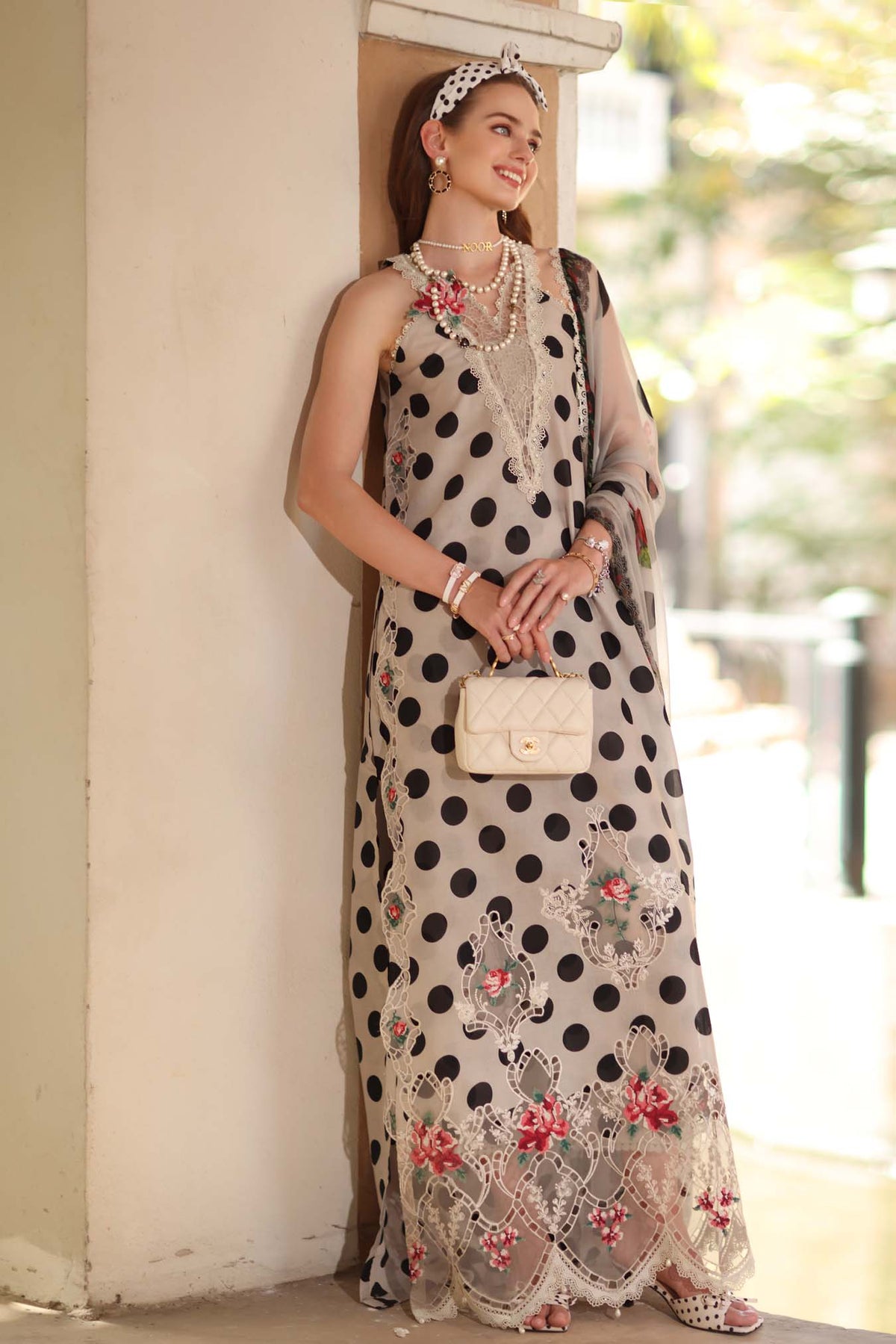 Noor by Saadia Asad | Eid Luxe Printkhaas 26 | D4 - B - Moonlight Polka - Designer Dress - Type : Ladies Clothes - Available at Libayah - 100% Original