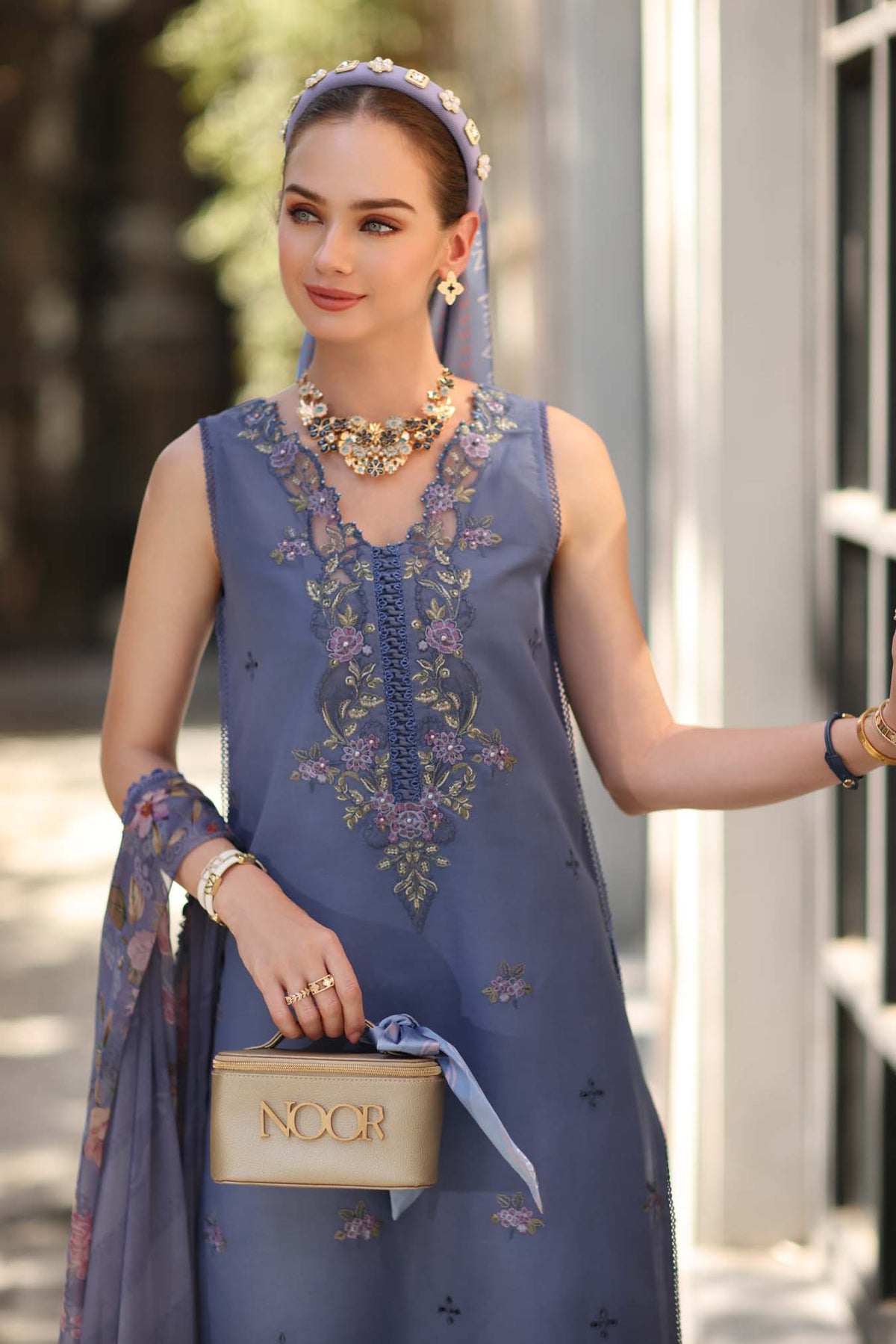 Noor by Saadia Asad | Eid Luxe Printkhaas 26 | D3 - B - Stormy Lilac - Designer Dress - Type : Ladies Clothes - Available at Libayah - 100% Original