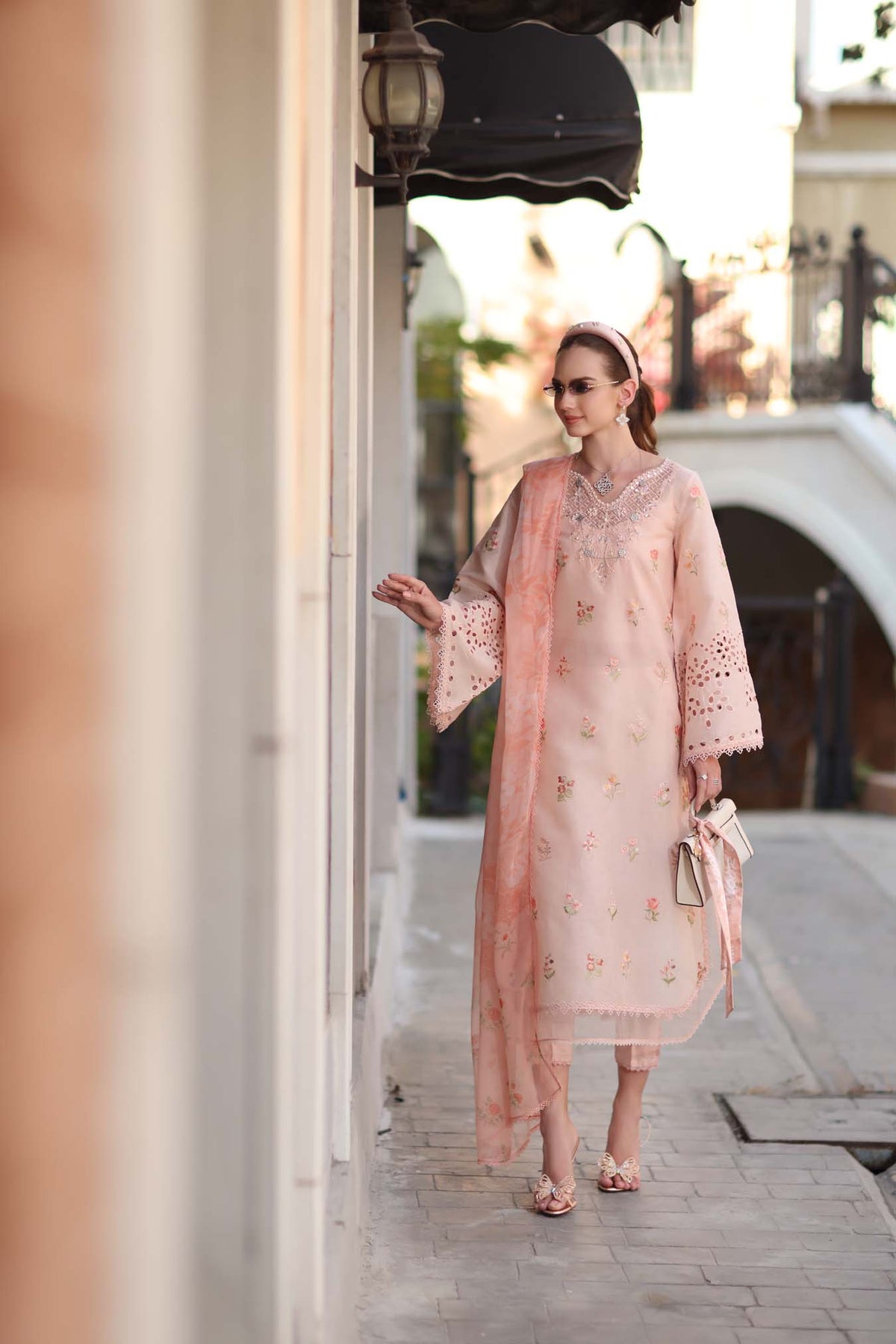 Noor by Saadia Asad | Eid Luxe Printkhaas 26 | D8 - B - Peach Blush - Designer Dress - Type : Ladies Clothes - Available at Libayah - 100% Original