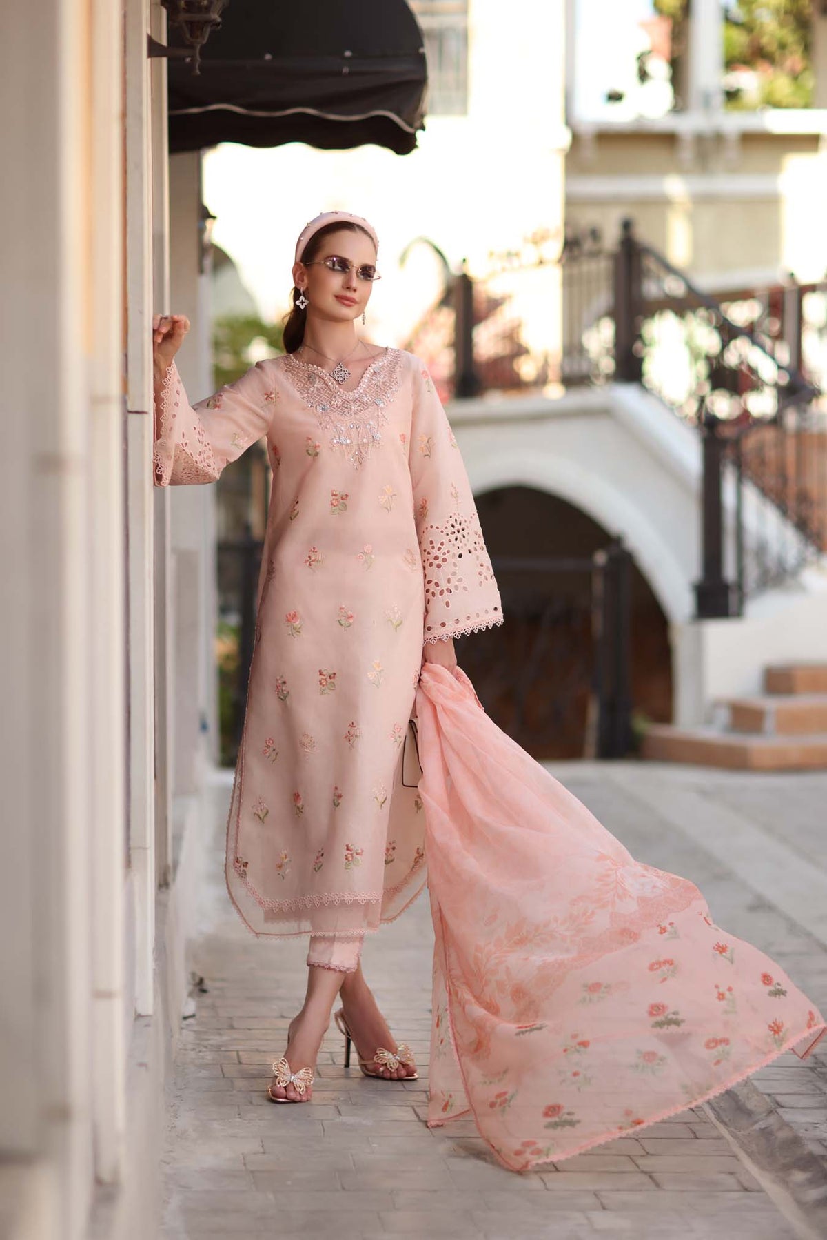 Noor by Saadia Asad | Eid Luxe Printkhaas 26 | D8 - B - Peach Blush - Designer Dress - Type : Ladies Clothes - Available at Libayah - 100% Original