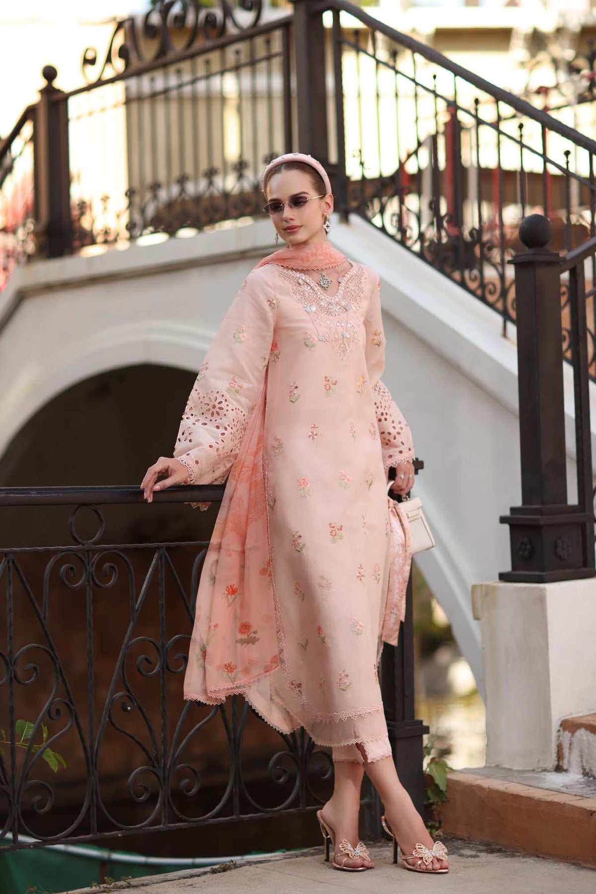 Noor by Saadia Asad | Eid Luxe Printkhaas 26 | D8 - B - Peach Blush - Designer Dress - Type : Ladies Clothes - Available at Libayah - 100% Original
