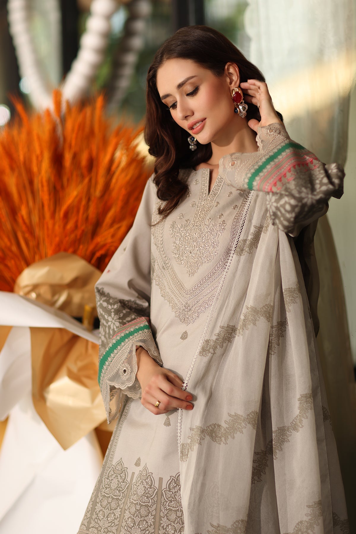 Charizma | Infinity Lawn | 3-PC Unstitched Embroidered Lawn Collection IN6-01 by Charizma - Designer Dress  - Type : Ladies Clothes - Available at Libayah - 100% Original 
