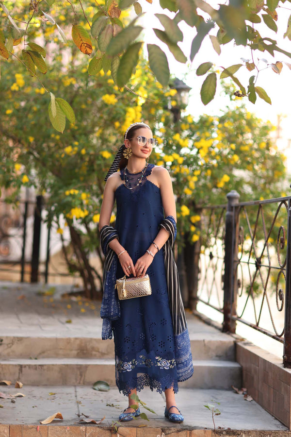 Noor by Saadia Asad | Eid Luxe Printkhaas 26 | D7 - B -Sapphire Blue - Designer Dress - Type : Ladies Clothes - Available at Libayah - 100% Original