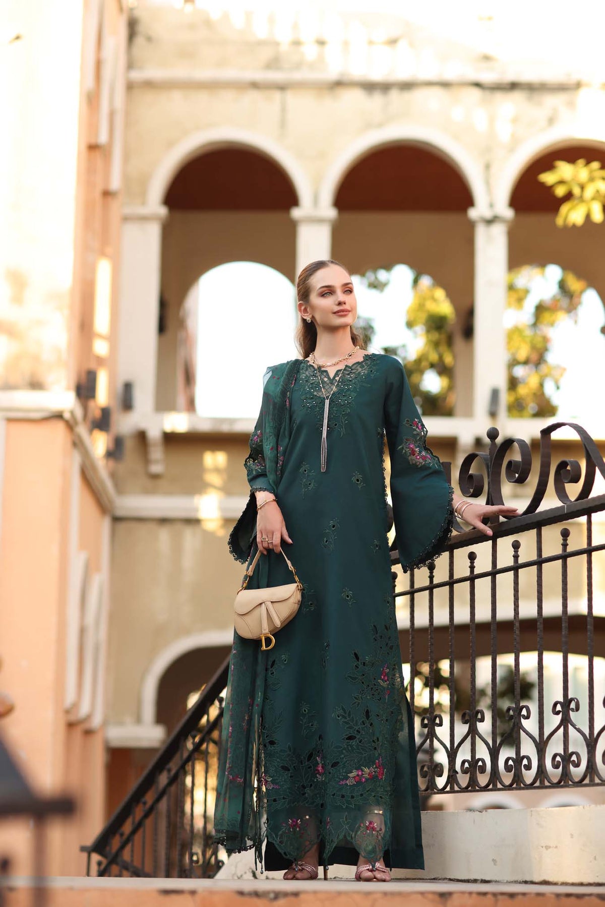 Noor by Saadia Asad | Eid Luxe Printkhaas 26 | D5 - A - Teal Grove - Designer Dress - Type : Ladies Clothes - Available at Libayah - 100% Original
