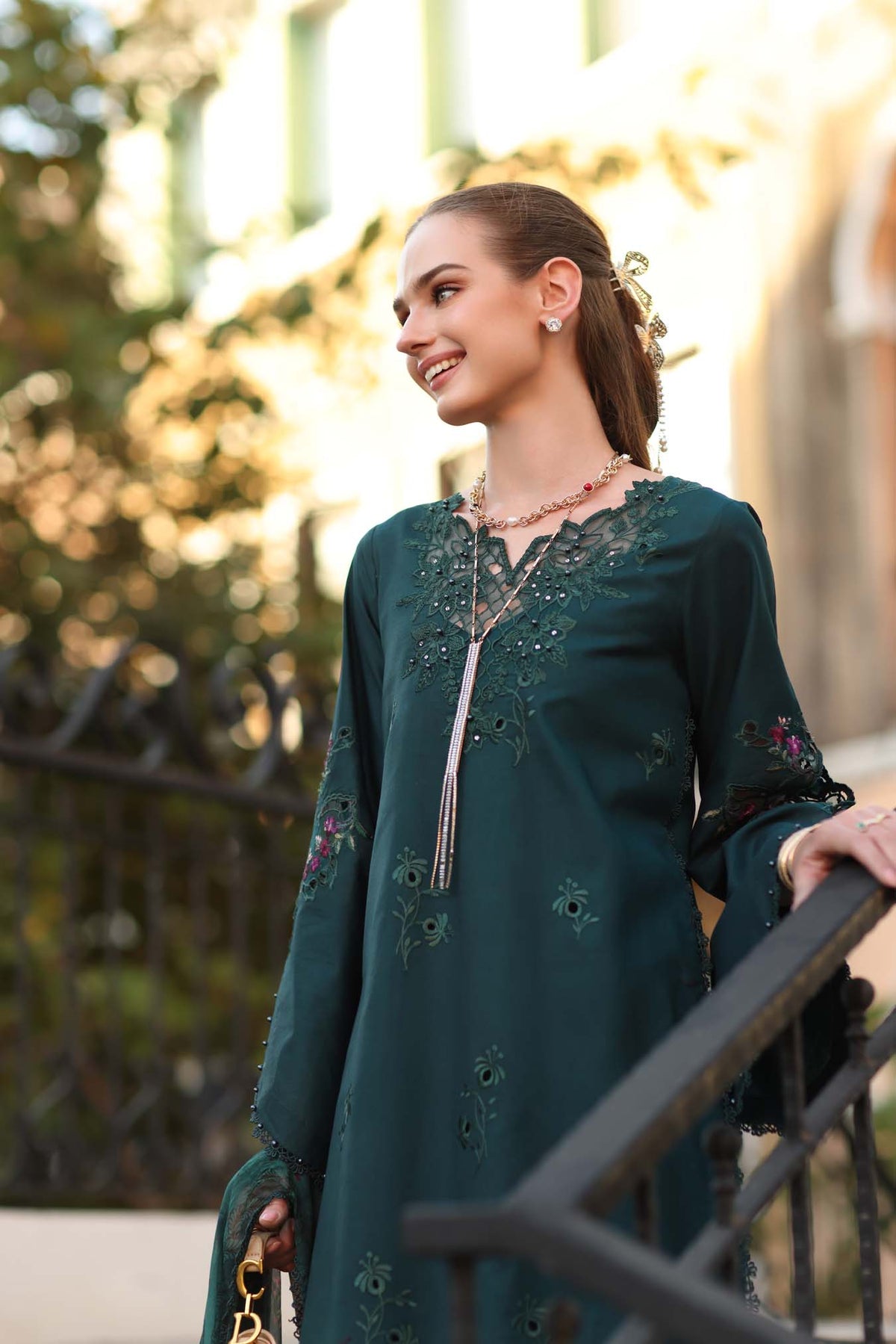 Noor by Saadia Asad | Eid Luxe Printkhaas 26 | D5 - A - Teal Grove - Designer Dress - Type : Ladies Clothes - Available at Libayah - 100% Original