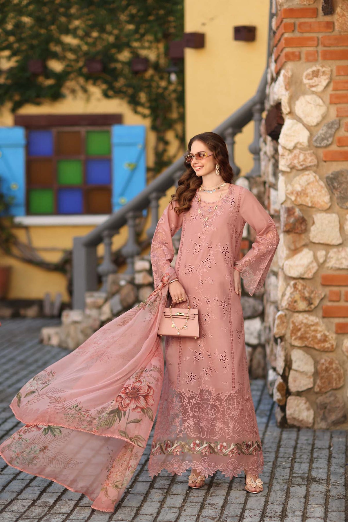 Noor by Saadia Asad | Luxe Chikankari 26 | D8 - B - Petal Pink by Noor by Saadia Asad - Designer Dress - Type : Luxury Dress - Available at Libayah - 100% Original