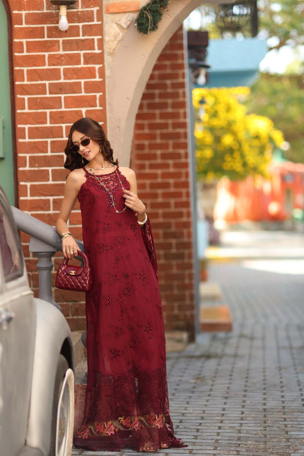 Noor by Saadia Asad | Luxe Chikankari 26 | D8 - A - Deep Garnet by Noor by Saadia Asad - Designer Dress - Type : Luxury Dress - Available at Libayah - 100% Original