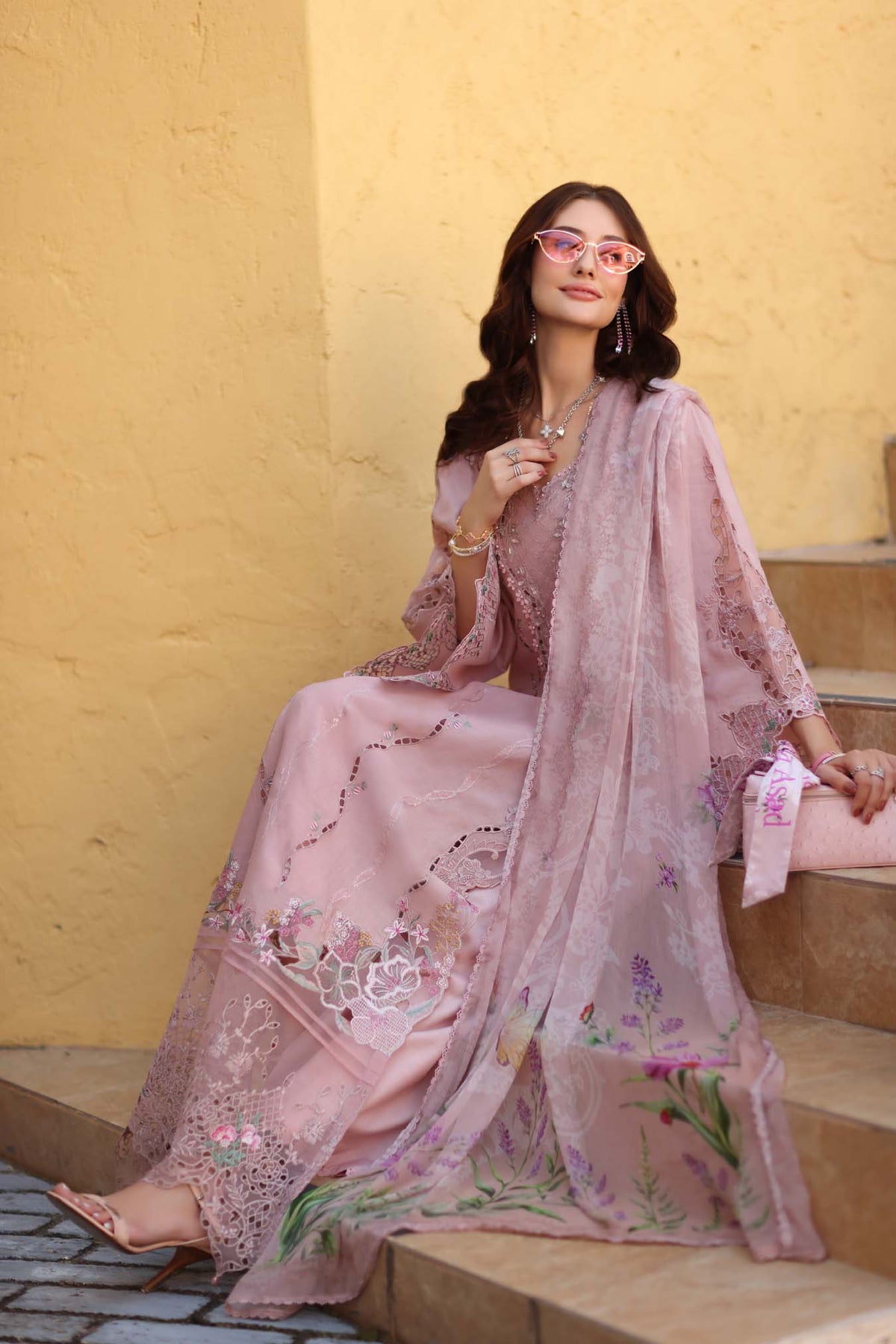 Noor by Saadia Asad | Luxe Chikankari 26 | D2 - A - Pink by Noor by Saadia Asad - Designer Dress - Type : Luxury Dress - Available at Libayah - 100% Original