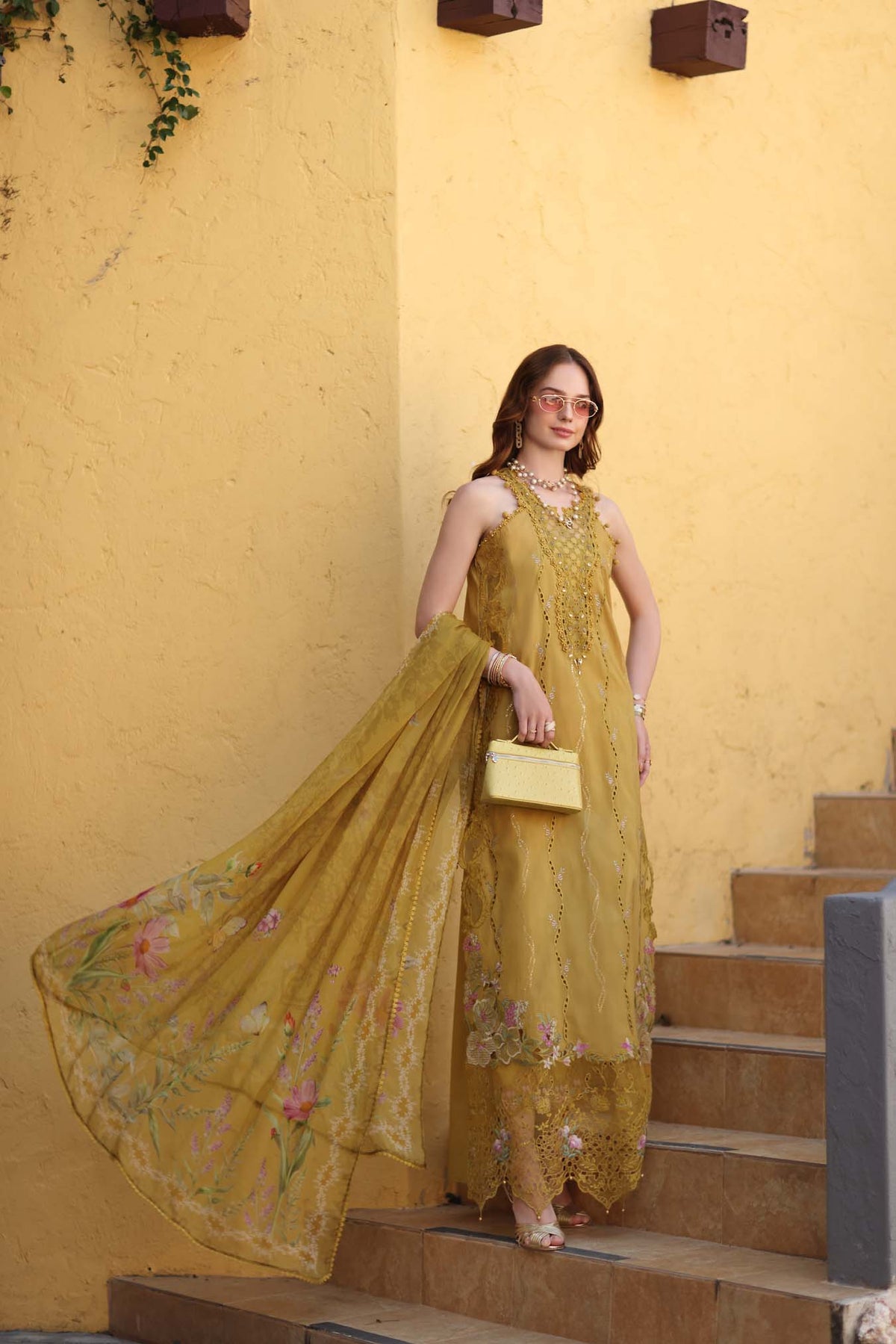 Noor by Saadia Asad | Luxe Chikankari 26 | D2 - B - Mustard Yellow by Noor by Saadia Asad - Designer Dress - Type : Luxury Dress - Available at Libayah - 100% Original