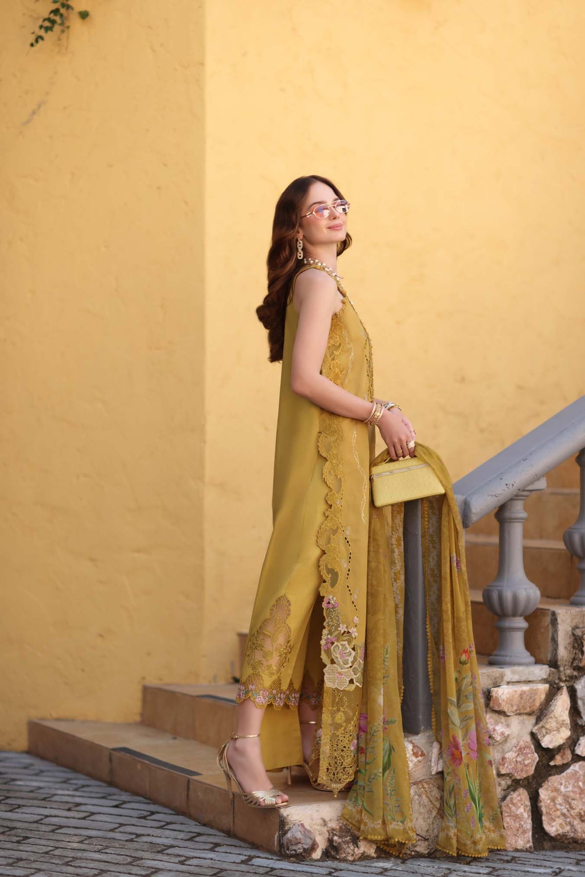 Noor by Saadia Asad | Luxe Chikankari 26 | D2 - B - Mustard Yellow by Noor by Saadia Asad - Designer Dress - Type : Luxury Dress - Available at Libayah - 100% Original