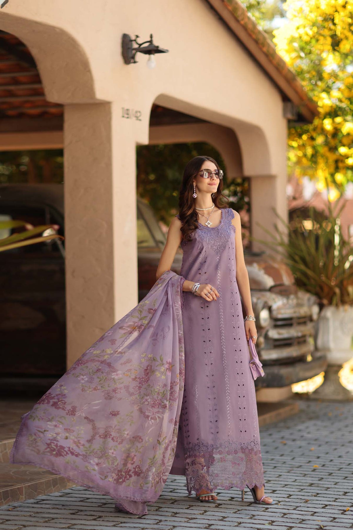 Noor by Saadia Asad | Luxe Chikankari 26 | D4 - A - French Violet by Noor by Saadia Asad - Designer Dress - Type : Luxury Dress - Available at Libayah - 100% Original