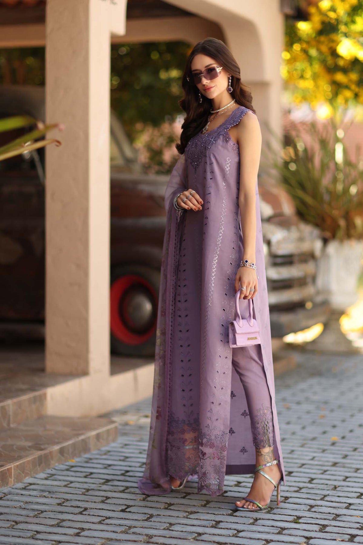 Noor by Saadia Asad | Luxe Chikankari 26 | D4 - A - French Violet by Noor by Saadia Asad - Designer Dress - Type : Luxury Dress - Available at Libayah - 100% Original