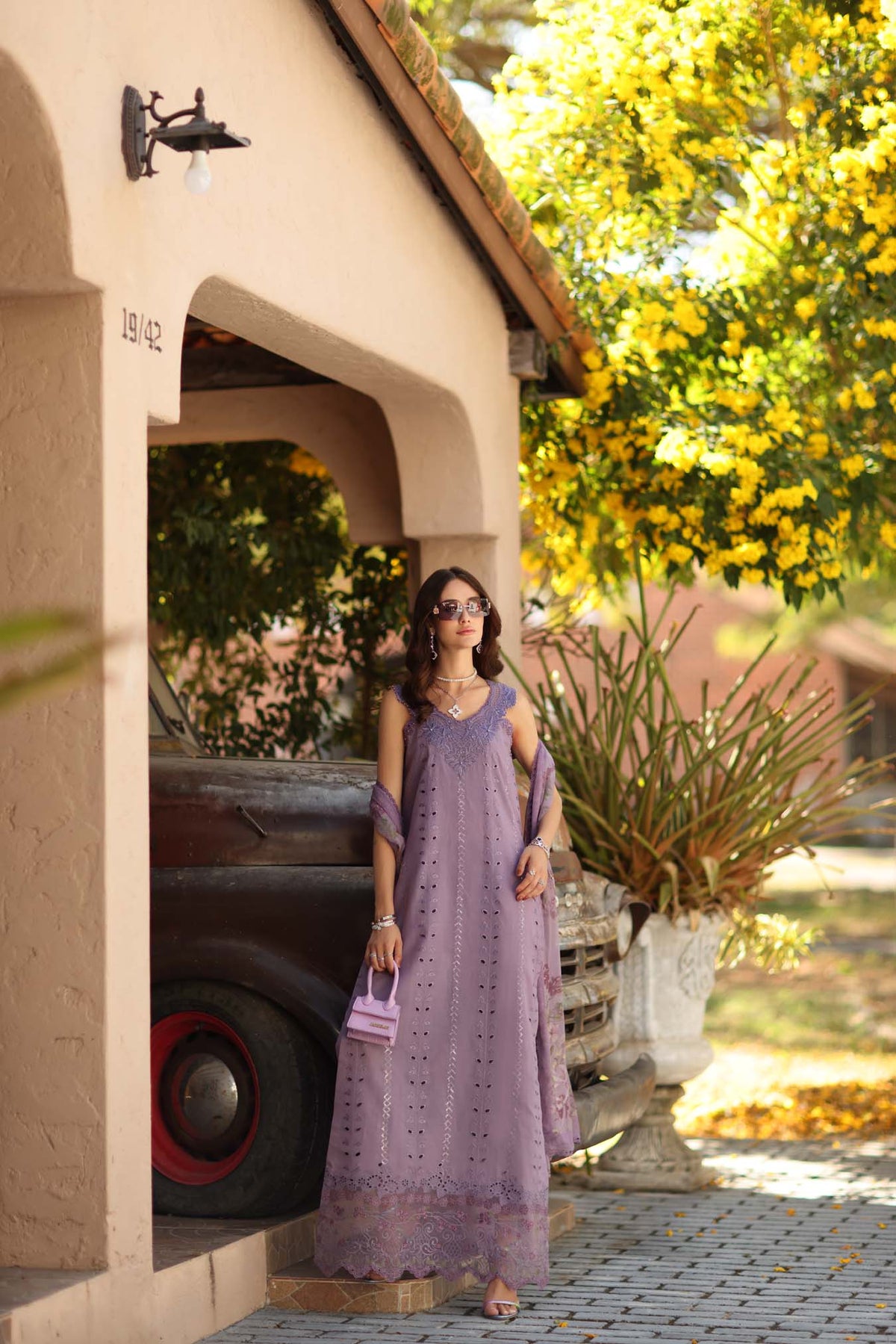 Noor by Saadia Asad | Luxe Chikankari 26 | D4 - A - French Violet by Noor by Saadia Asad - Designer Dress - Type : Luxury Dress - Available at Libayah - 100% Original