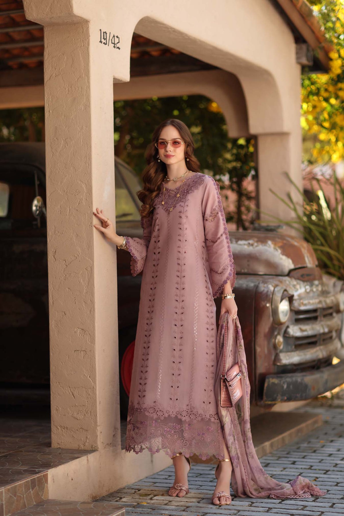 Noor by Saadia Asad | Luxe Chikankari 26 | D4 - B - Dusky Rose by Noor by Saadia Asad - Designer Dress - Type : Luxury Dress - Available at Libayah - 100% Original